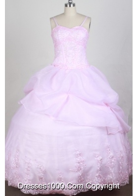 Sweet Ball Gown Straps Floor-length Pink Quincenera Dresses