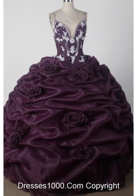 Modest Ball Gown Straps Floor-length Brown Quincenera Dresses