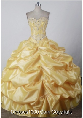 Sweet Ball Gown Sweetheart Floor-length Yellow Quincenera Dresses