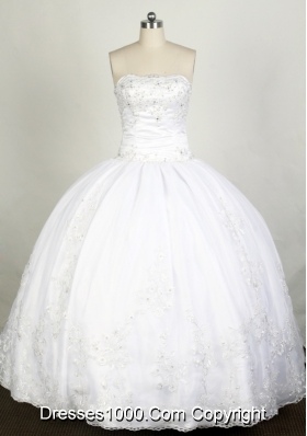 Elegant Ball Gown Strapless Floor-length White Quinceanera Dress