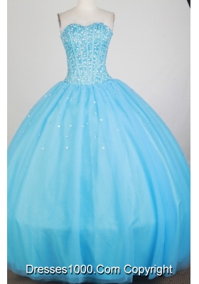 Luxurious Ball Gown Strapless Floor-length Baby Blue Quinceanera Dress