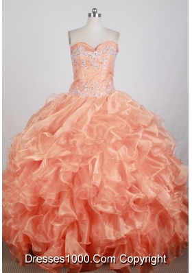 Popular Ball Gown Strapless Floor-length Orange Quinceanera Dress