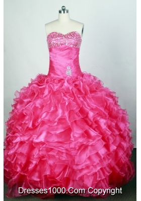 Popular Ball Gown Sweetheart Floor-length Hot Pink Quinceanera Dress