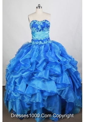 Exquisite Ball Gown Sweetheart Floor-length Blue Quinceanera Dress