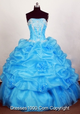 Popular Ball Gown Strapless Floor-length Blue Quinceanera Dress