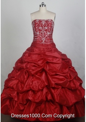 Elegant Ball Gown Strapless Floor-length Red Quincenera Dresses