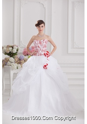 2014 Ball Gown Sweetheart Appliques and Pick ups Quinceanera Dress in White