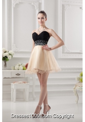 Sweetheart Organza Beading Organza Champagne Prom Dress