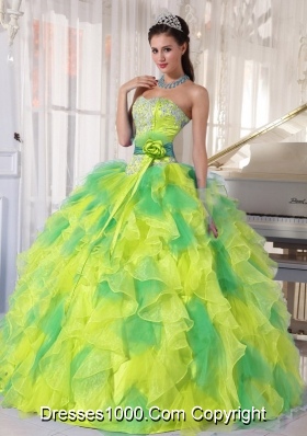 Appliques and Ruffles Floor-length Cheap Quinceanera Dress for 2014 Spring