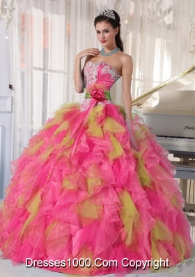 Appliques Organza Sweetheart Fashionable Quinceanera Dress with Detachable Sash