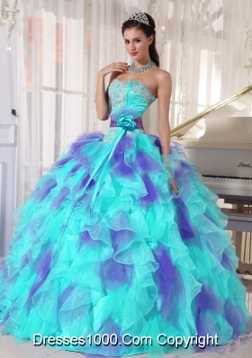Ball Gown Sweetheart Organza Floor-length Appliques Designer Quinceanera Dress