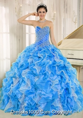 Beaded and Ruffles Custom Made For 2013 Designer Quinceanera DressQuinceanera Dress In Blue