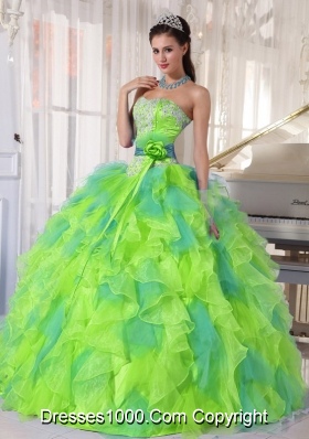2014 Sweetehart Organza New Style Quinceanera Dress with Appliques and Ruffles
