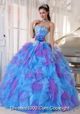 Sweetheart Appliques and Ruffles Organza  Most Popular Quinceanera Dress