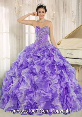 Beaded and Ruffles Custom Made For 2013 Purple Vestidos de Quinceanera Dress