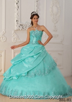 Baby Blue Princess Sweetheart Quinceanera Dress with Taffeta Beading