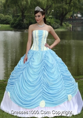 Custom Made Quinceanera Dress With Strapless Ball Gown Baby Blue and Pick-ups