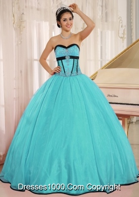 2014 Aqua Blue Sweetheart Perfect Qunceanera Dress With Beading
