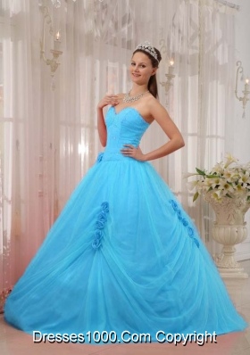 Blue Ball Gown Sweetheart Quinceanera Dress with  Tulle Beading
