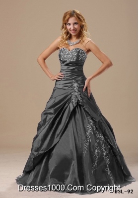 2014 Pretty Sweetheart Appliques Decorate Bust and Ruching Bodice For Prom Dress