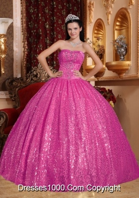 Elegant Hot Pink Sweetheart Quinceanera Dresses with Beading
