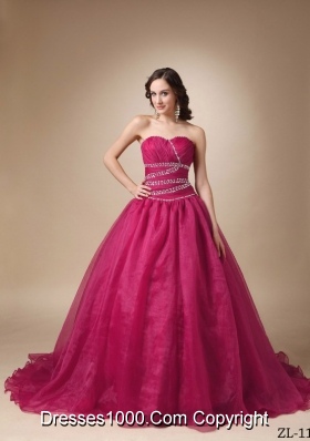 Princess Sweetheart Beading Quinceanea Dresses with Court Train