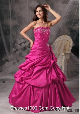 Princess Strapless Quinceanera Dress with Taffeta Beading