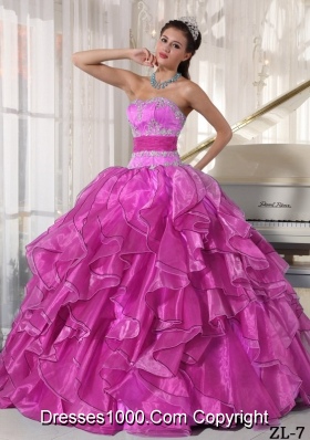 Strapless Ball Gown Quinceanera Dress with Organza Appliques