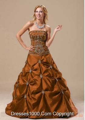 A-line 2014 Brand New Quinceanera Dresses with Embroidery and Pick-ups