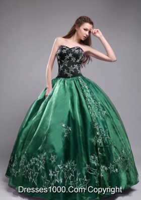 Pretty Sweetheart Orangza Turquoise Quinceanera Dress with Embroidery