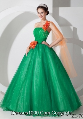 Princess One Shoulder Hand Made Flowers Sweet 16 Dresses