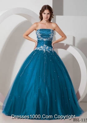 Puffy Strapless Appliques and Beading Pretty Quinceanera Gowns