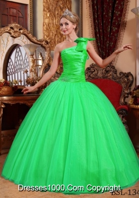Simple Ball Gown One Shoulder Beading Sweet 15 Dresses