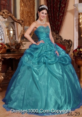 Fashionable Sweetheart Organza Beading Floor-length Quinceanera Dresses