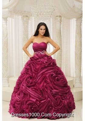 Sweetheart A-line 2014 Quinceanera Dress with Beading and Hand Made Flower