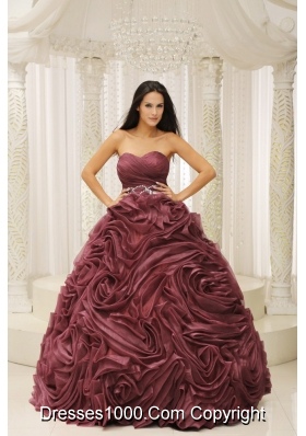 Burgundy A-line Sweetheart 2014 Quinceanera Dress with Beading