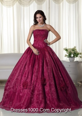 Princess Sweetheart Beaded Burgundy Quinceaneras Dress with Pick-ups