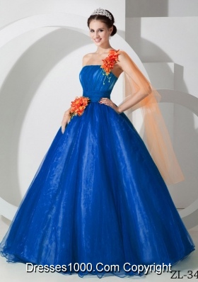 Exquisite Princess One Shoulder Royal Blue Quinceanera Dresses for 2014