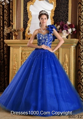 2014 Cute Princess Quinceanera Dresses One Shoulder with Beading