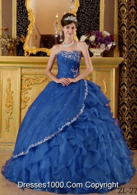 2014 Elegant Puffy Sweetheart Appliques Quinceanera Dresses