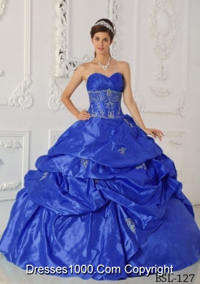 2014 Fashionable Royal Blue Sweetheart Appliques Quinceanera Dresses