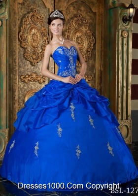 2014 Popular Appliques Quinceanera Dress in Royal Blue
