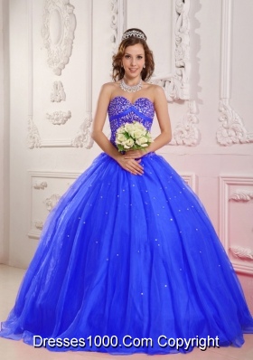 2014 Quinceanera Dress in Blue Princess Sweetheart with Beading