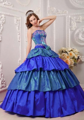 Gorgeous Multi-color Ball Gown Strapless with Ruffled Layers and Bow for 2014 Quinceanera Dress