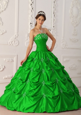 Princess Appliques Strapless 2014 Quinceanera Dresses with Beading