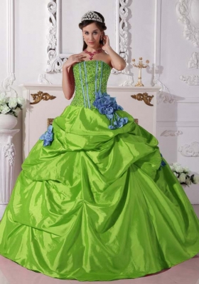 Cheap Ball Gown Strapless Beading 2014 Long Quinceanera Dress