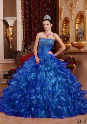 Fashionable Strapless 2014 Beading Quinceanera Gowns with Ruffles