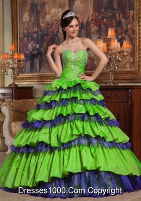 Princess Sweetheart Taffeta and Organza Beading Quinceanera Dresses