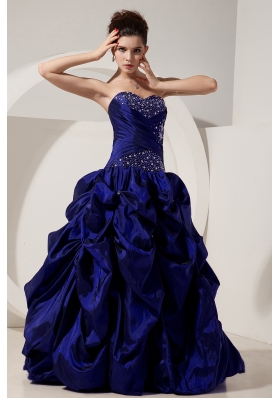 2014 Beading Quinceanera Dresses in Dark Blue Princess Sweetheart