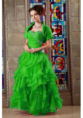 2014 Cute Sweetheart Organza Beading Sweet 16 Dresses